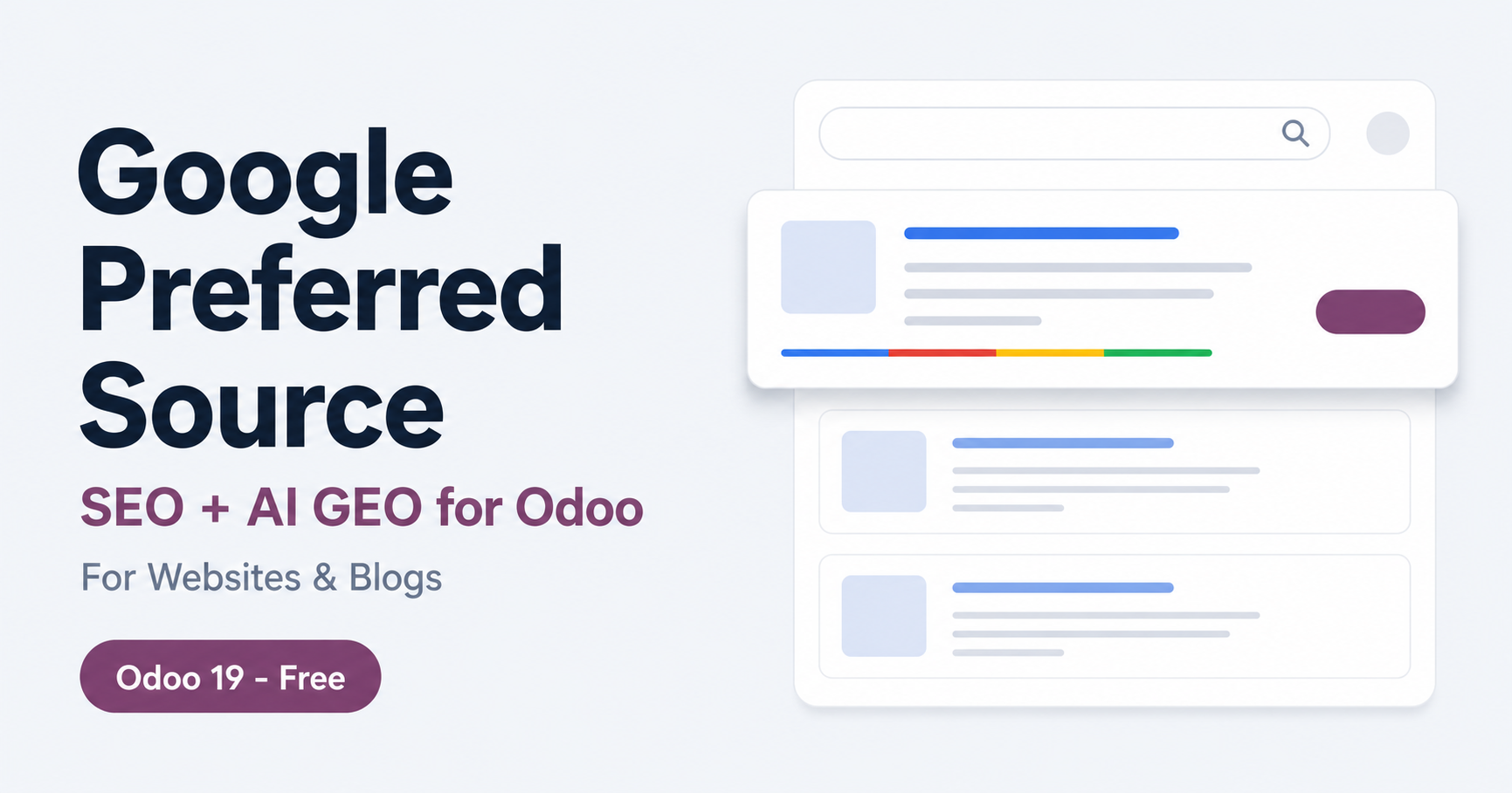 Google Preferred Source for Odoo — Free App to Boost SEO & AI Search Visibility